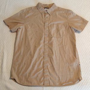 THE NORTH FACE Baytrail Short Sleeve Button Shirt Mens Size L Beige Jacquard